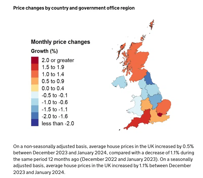 UK House Price Index summary: January 2024